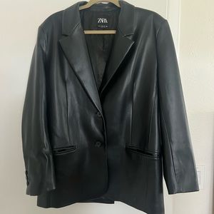 Zara faux leather oversized blazer